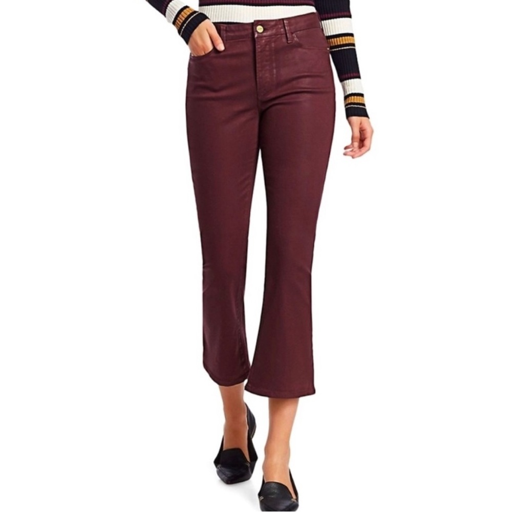 FRAME Denim Le Crop Mini Boot Coated Jeans Bordeaux Burgundy/Red Size 28